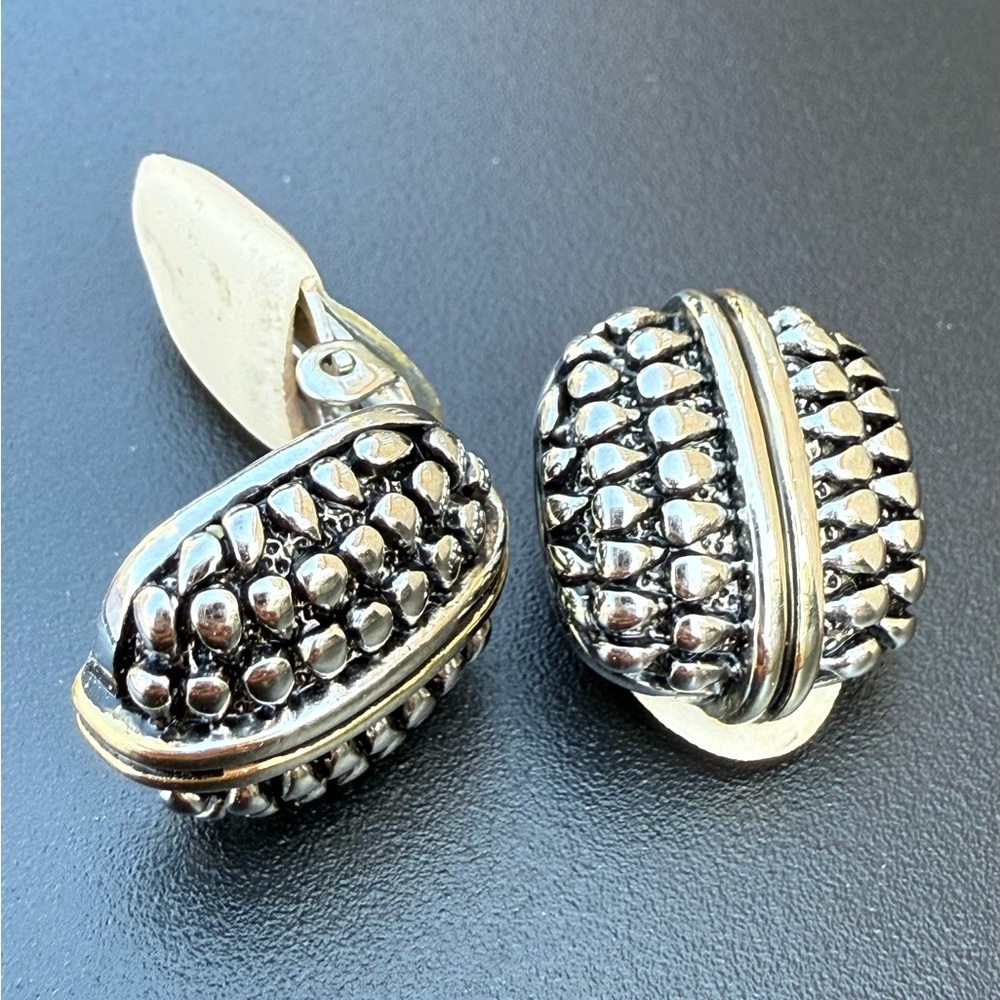 Vintage Silver and Gold Clip-On Earrings